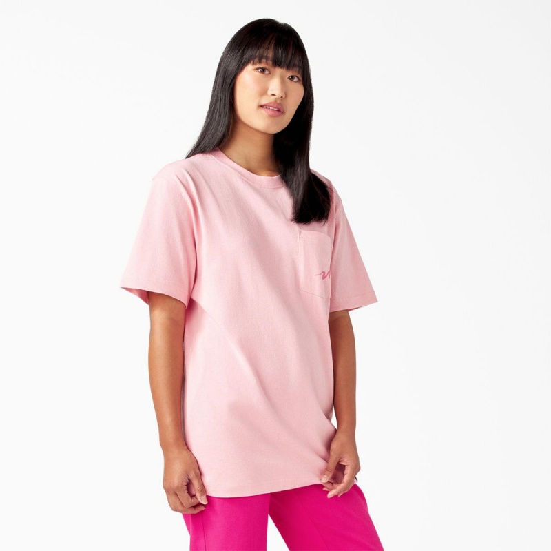 Women's Dickies Breast Cancer Awareness Heavyweight T-Shirt Pink | 958270ICW