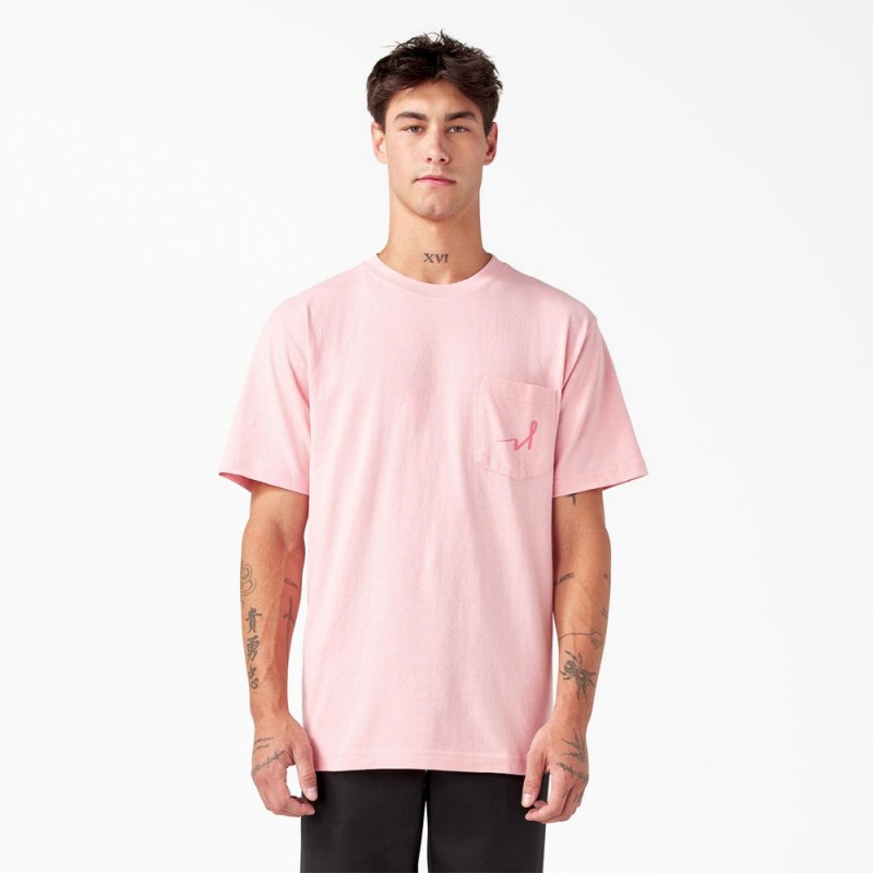 Women's Dickies Breast Cancer Awareness Heavyweight T-Shirt Pink | 958270ICW