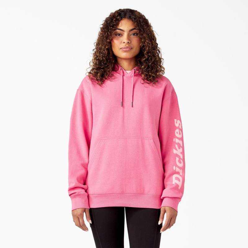 Women\'s Dickies Breast Cancer Awareness Logo Hoodie Pink | 231579WGV