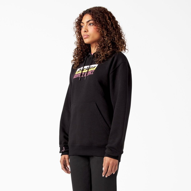 Women's Dickies Breast Cancer Awareness Respect Respect Hoodie Black | 987201RMB