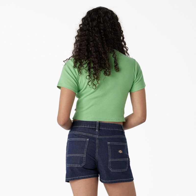 Women's Dickies Butterfly Graphic Cropped Baby T-Shirt Green | 768913AUO