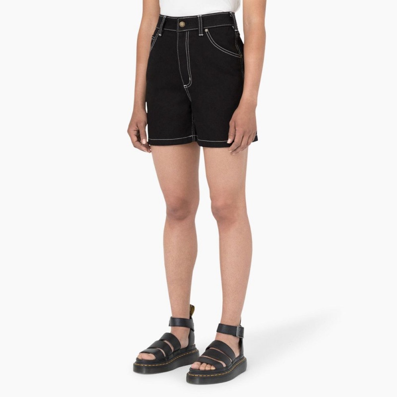 Women's Dickies Carpenter Jean Shorts Black | 689253HZS