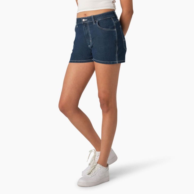 Women's Dickies Carpenter Jean Shorts Blue | 921074DBK