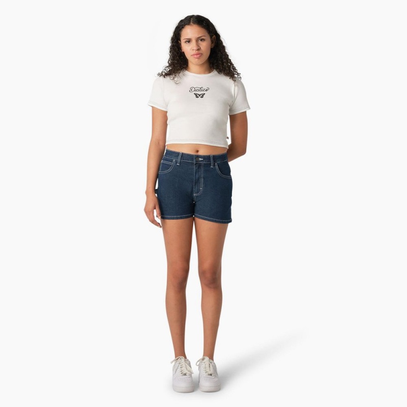 Women's Dickies Carpenter Jean Shorts Blue | 921074DBK