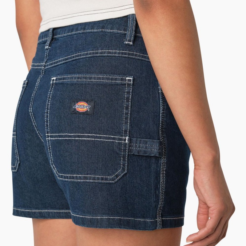 Women's Dickies Carpenter Jean Shorts Blue | 921074DBK