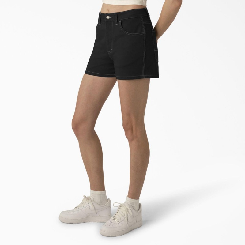 Women's Dickies Carpenter Shorts Black | 928753LIO