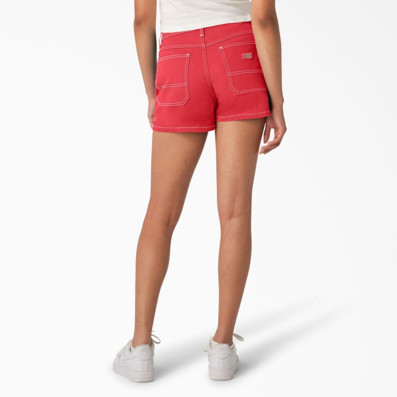 Women's Dickies Carpenter Shorts Red | 840726FCT