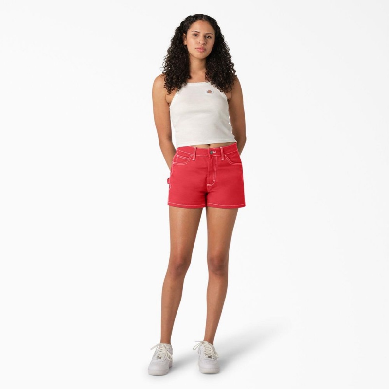 Women's Dickies Carpenter Shorts Red | 840726FCT