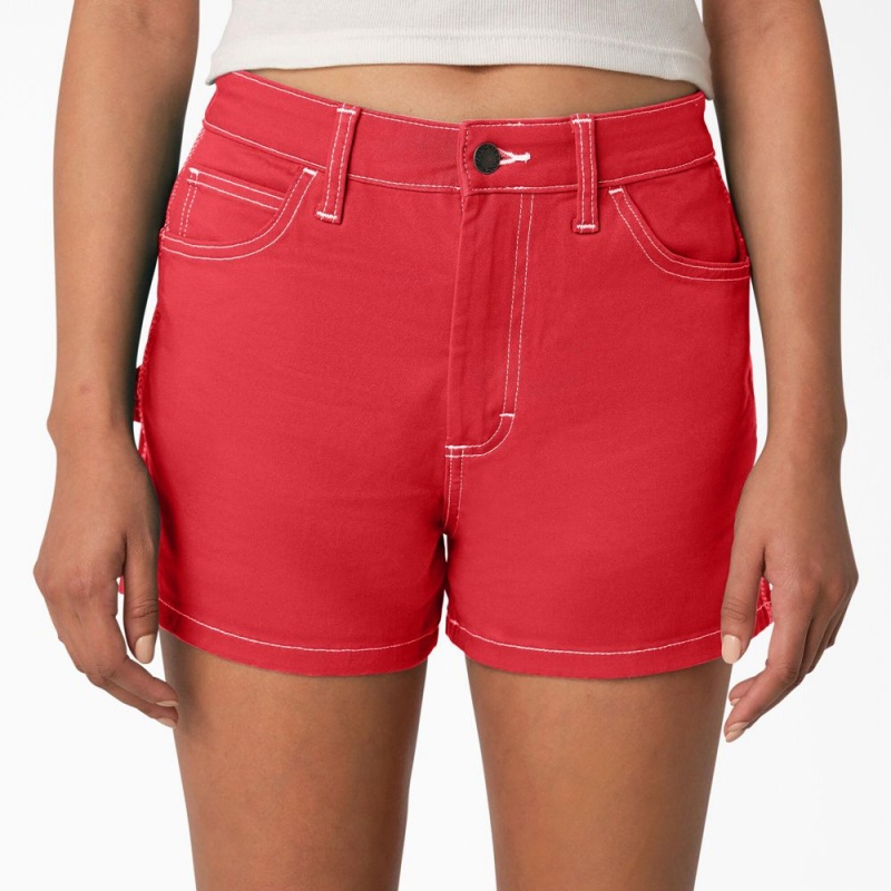 Women's Dickies Carpenter Shorts Red | 840726FCT