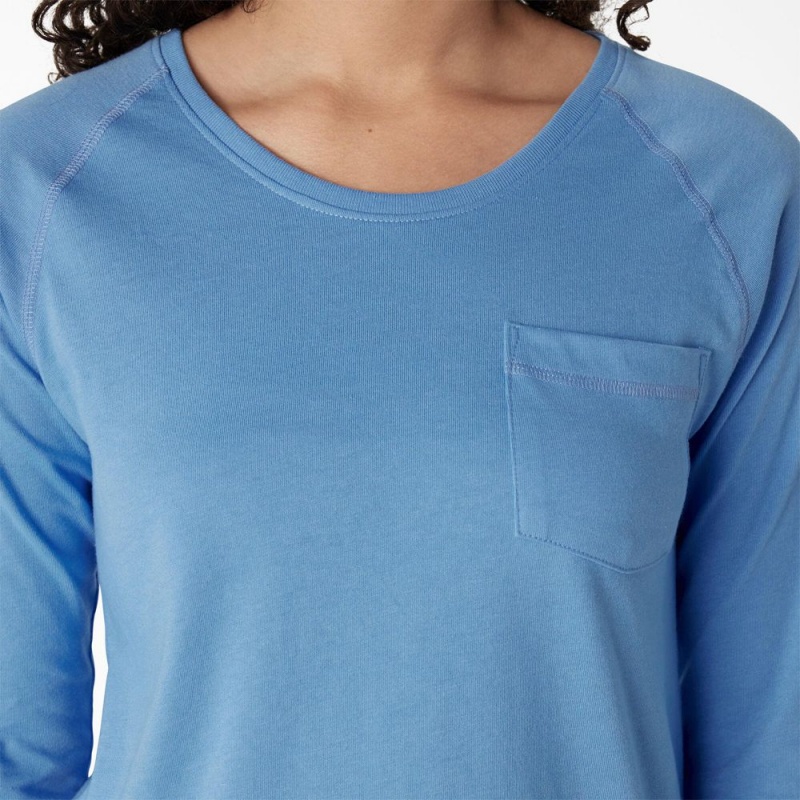 Women's Dickies Cooling Long Sleeve Pocket T-Shirt Blue | 704516TKH