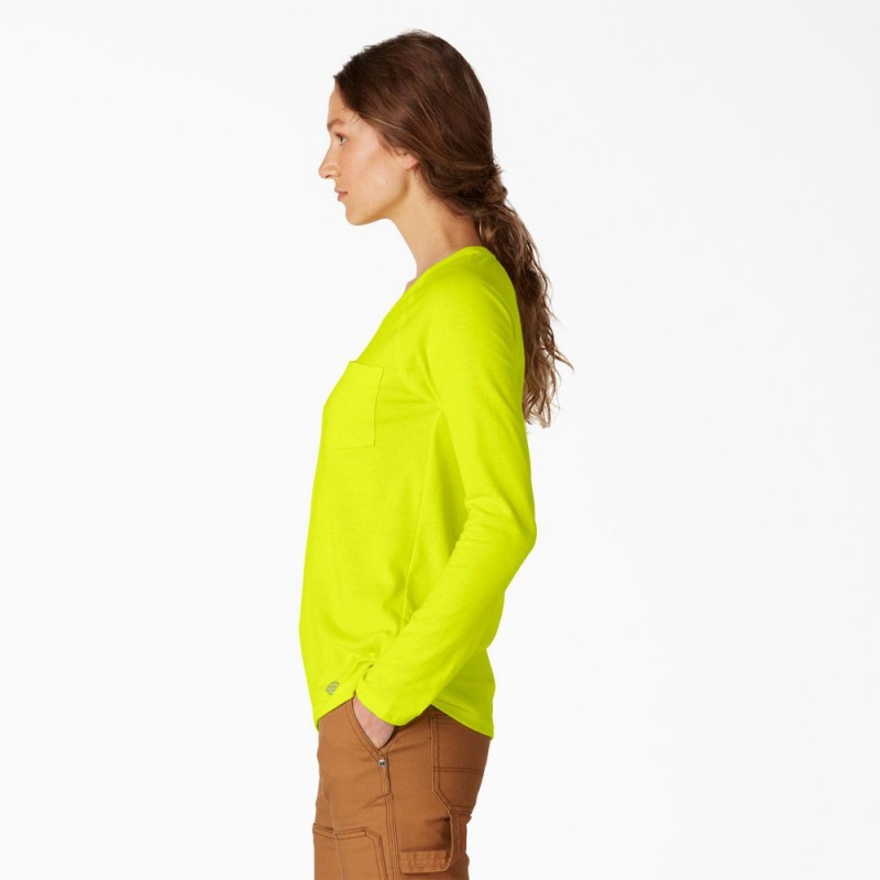 Women's Dickies Cooling Long Sleeve Pocket T-Shirt Green | 271568GIM