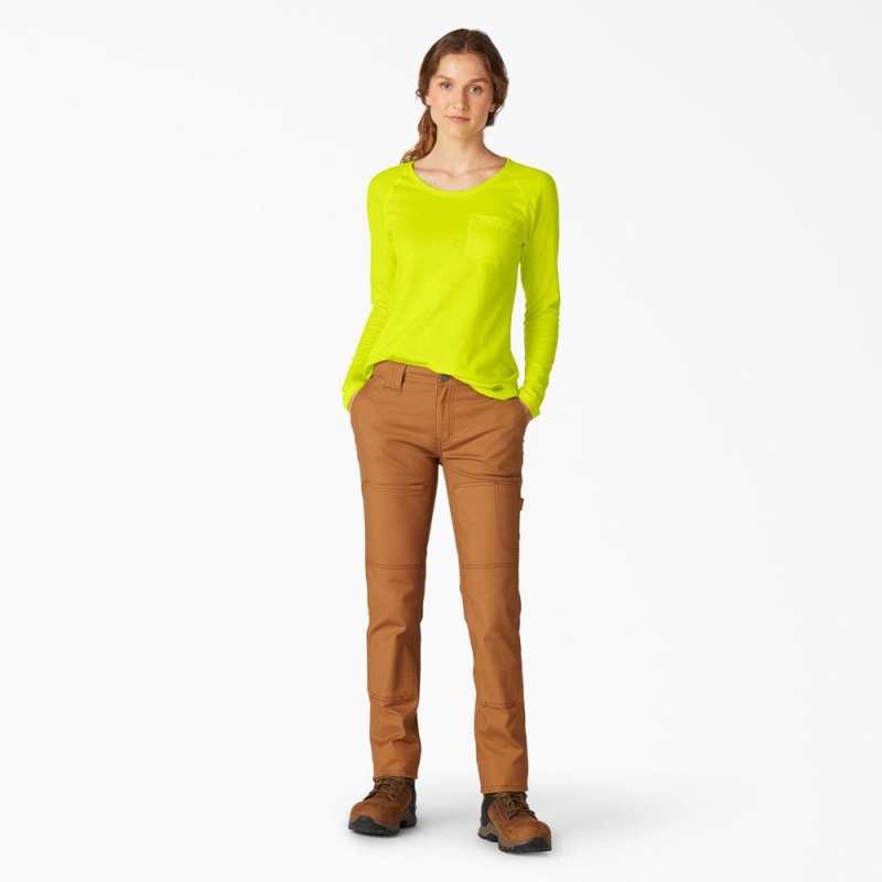 Women's Dickies Cooling Long Sleeve Pocket T-Shirt Green | 271568GIM