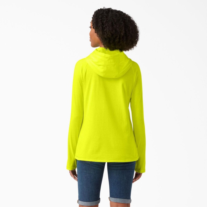 Women's Dickies Cooling Performance Sun Hoodie Green | 014253DWR