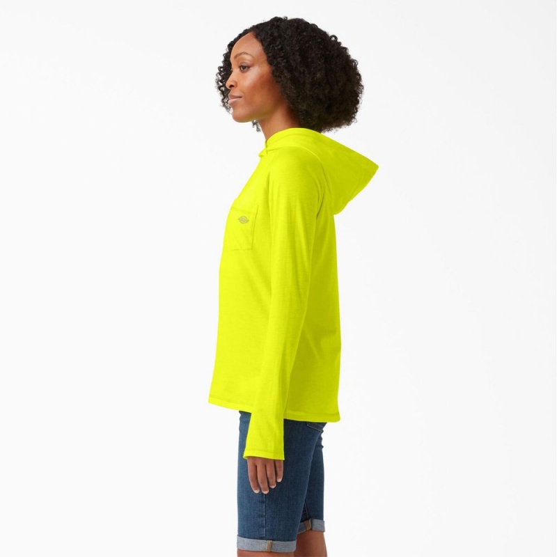 Women's Dickies Cooling Performance Sun Hoodie Green | 014253DWR