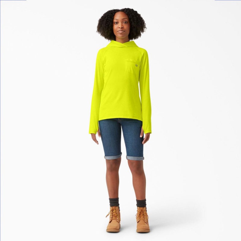 Women's Dickies Cooling Performance Sun Hoodie Green | 014253DWR