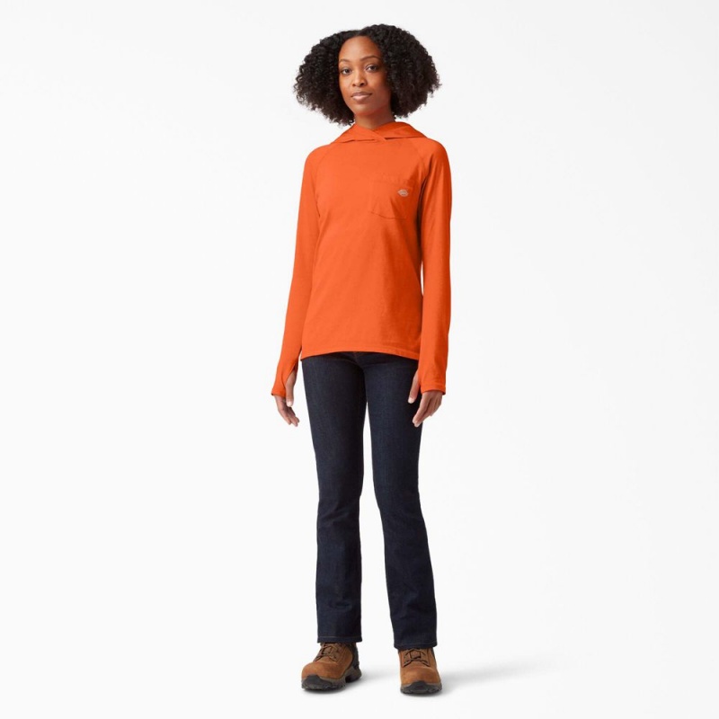 Women's Dickies Cooling Performance Sun T-Shirt Orange | 075489PQL