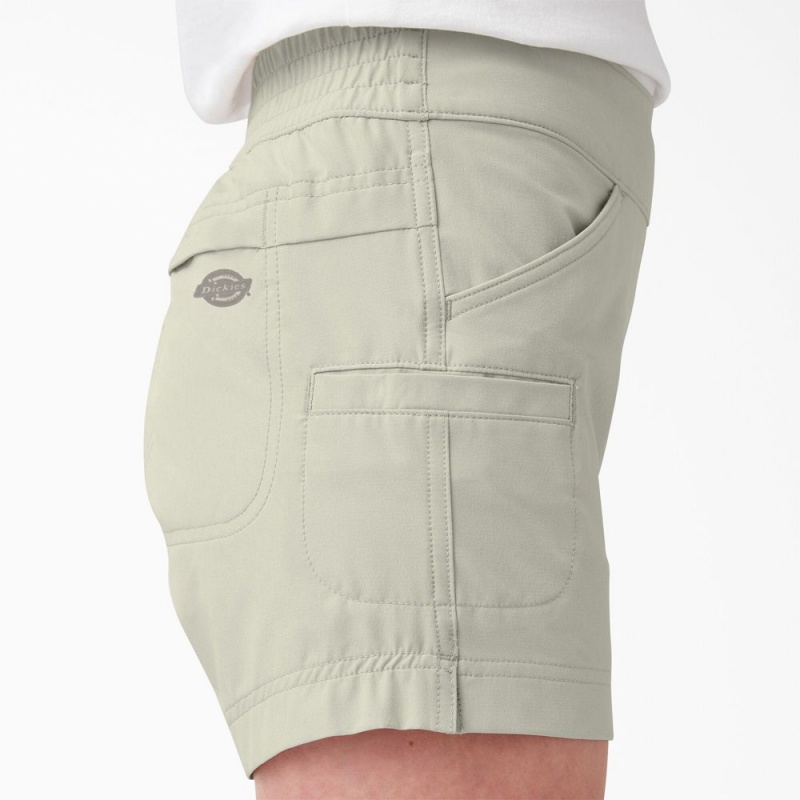 Women's Dickies Cooling Relaxed Fit Pull-On Shorts Grey | 096472UGV