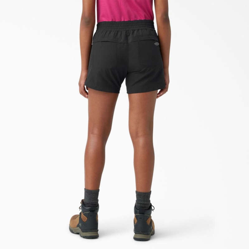 Women's Dickies Cooling Relaxed Fit Pull-On Shorts Black | 657493ZUT