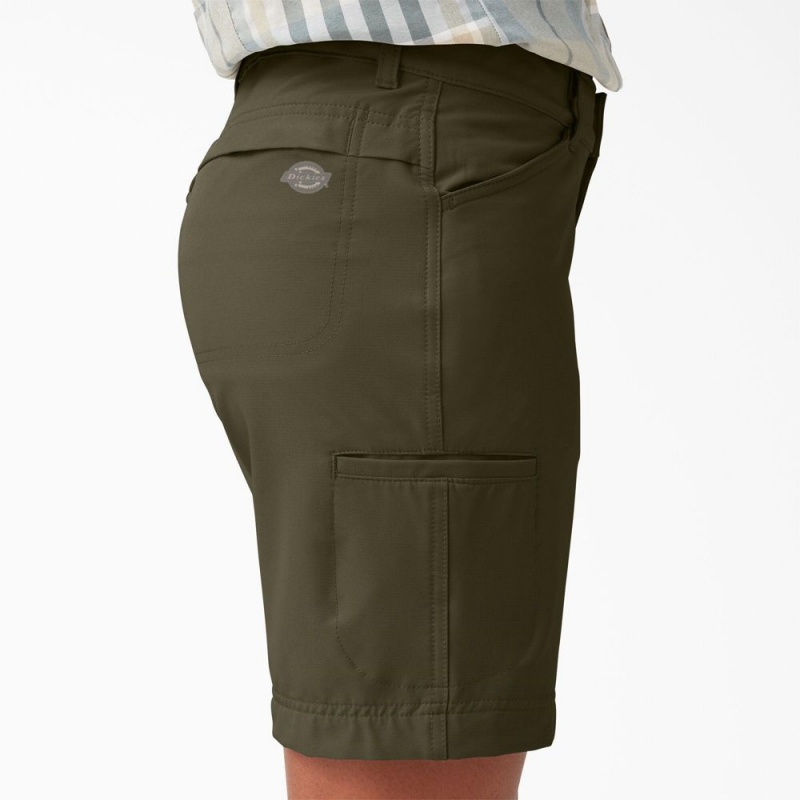 Women's Dickies Cooling Relaxed Fit Shorts Green | 840235AYW