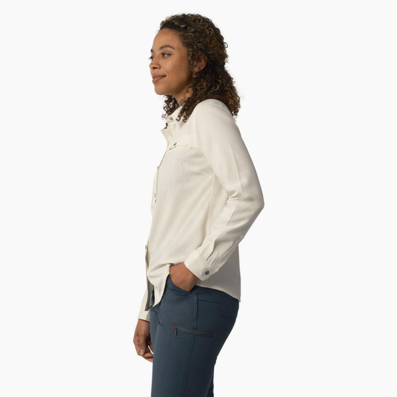 Women's Dickies Cooling Roll-Tab Work Shirts Beige | 481629ECT