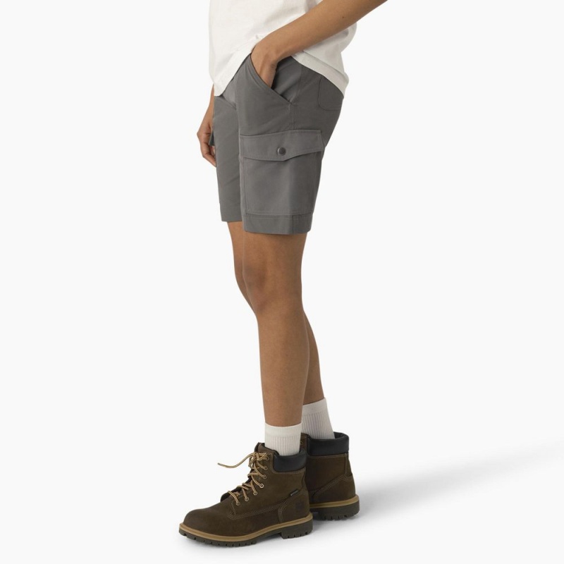 Women's Dickies Cooling Slim Fit Cargo Shorts Grey | 163945TCP