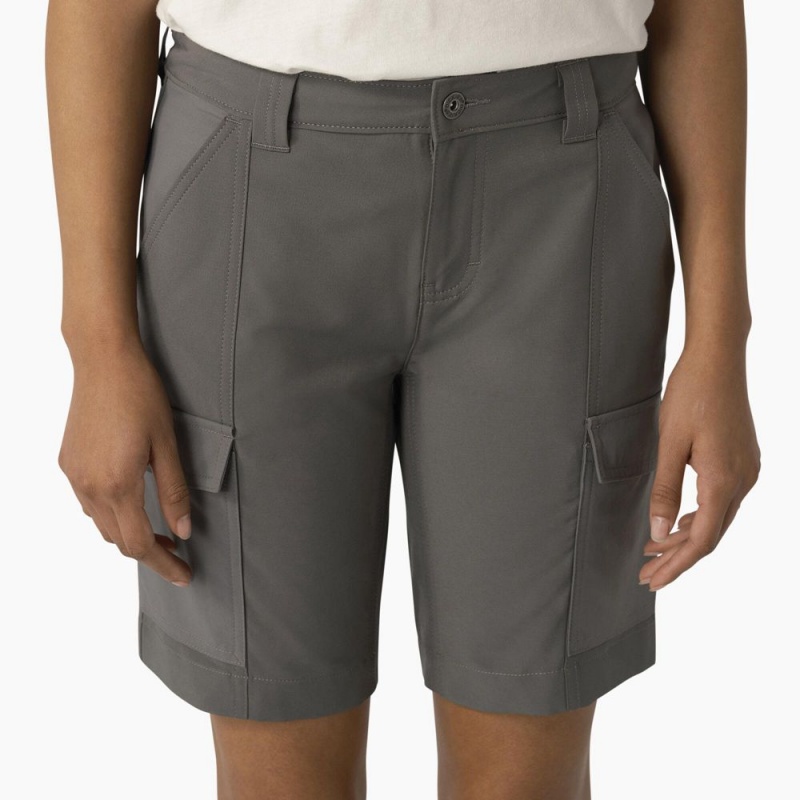 Women's Dickies Cooling Slim Fit Cargo Shorts Grey | 163945TCP