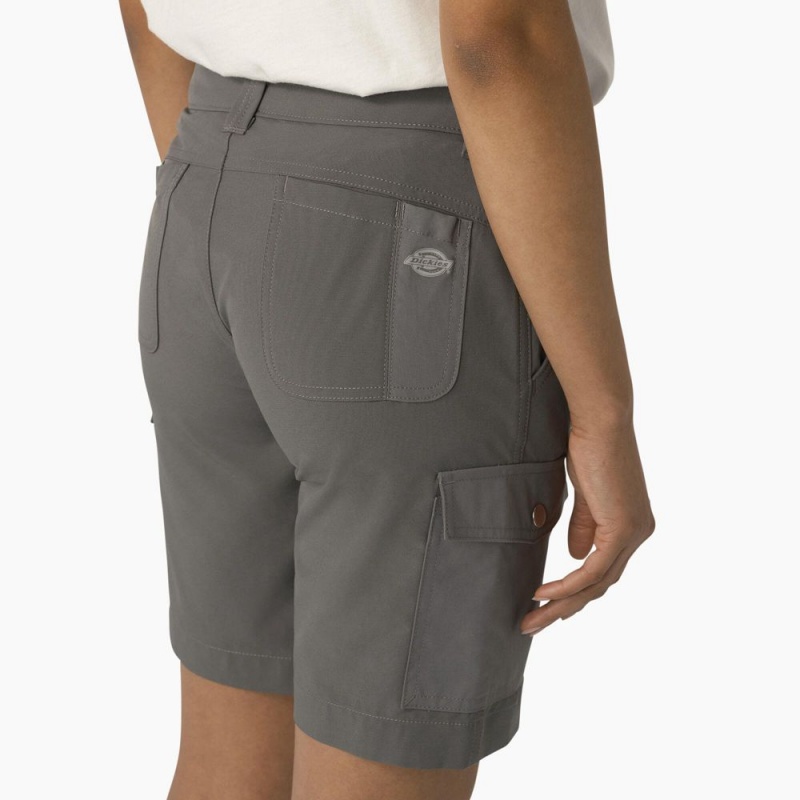 Women's Dickies Cooling Slim Fit Cargo Shorts Grey | 163945TCP