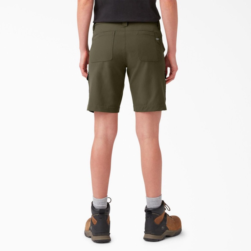 Women's Dickies Cooling Slim Fit Cargo Shorts Green | 672315MTV