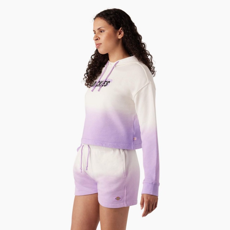 Women's Dickies Cropped Ombre Hoodie White | 184305QAO