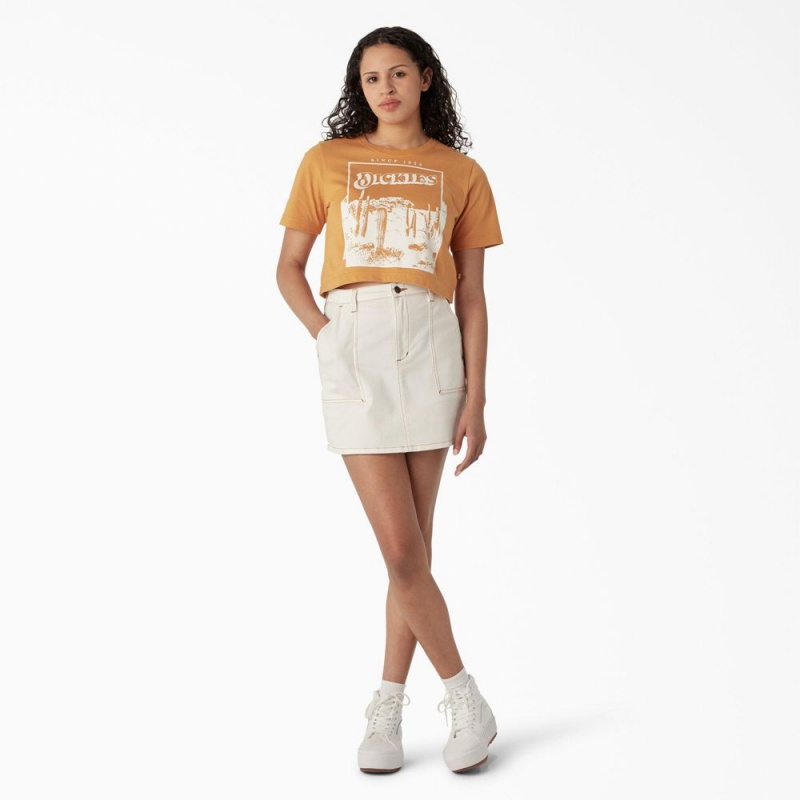 Women's Dickies Desert Graphic Cropped T-Shirt Yellow | 298473CTB