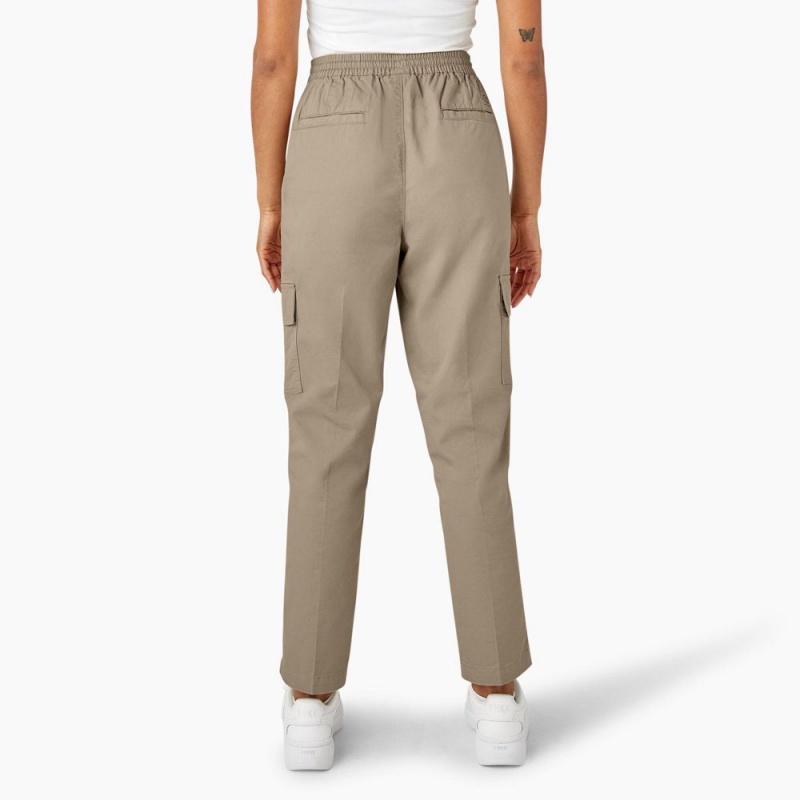 Women's Dickies Drawstring Cargo Pants Grey | 619852PCI