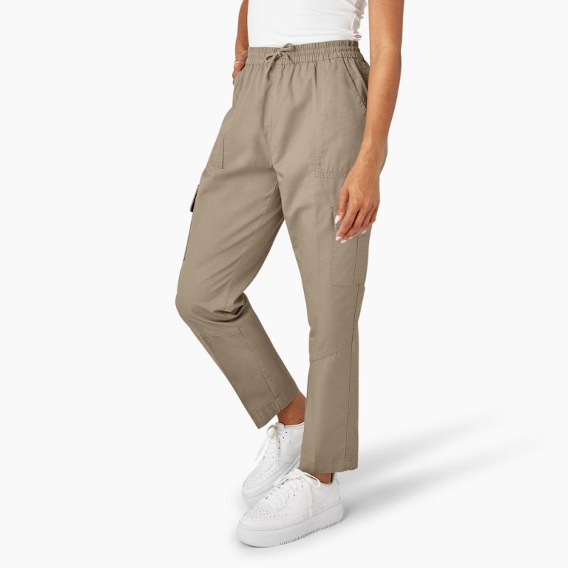 Women's Dickies Drawstring Cargo Pants Grey | 619852PCI