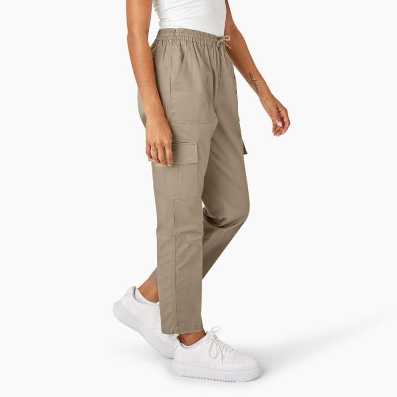 Women's Dickies Drawstring Cargo Pants Grey | 619852PCI