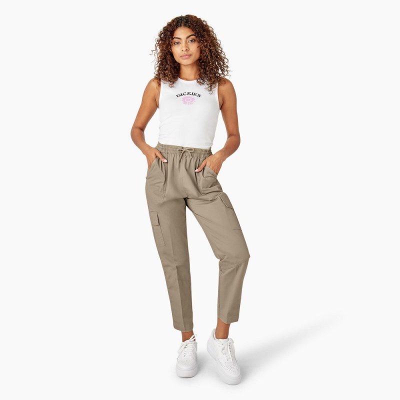 Women's Dickies Drawstring Cargo Pants Grey | 619852PCI