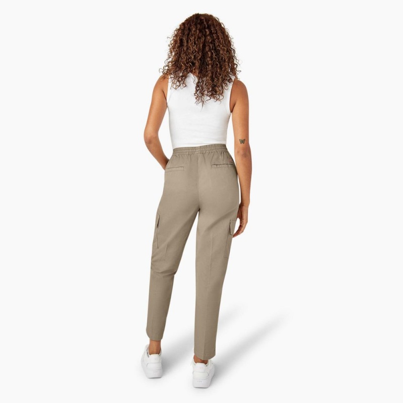 Women's Dickies Drawstring Cargo Pants Grey | 619852PCI