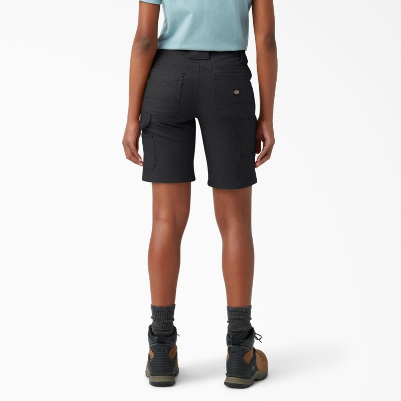 Women's Dickies FLEX DuraTech Straight Fit Shorts Black | 185267JZP