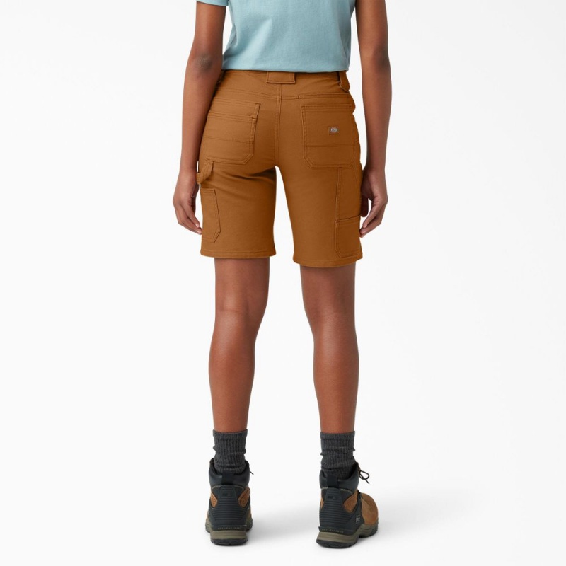 Women's Dickies FLEX DuraTech Straight Fit Shorts Brown | 195824KYC