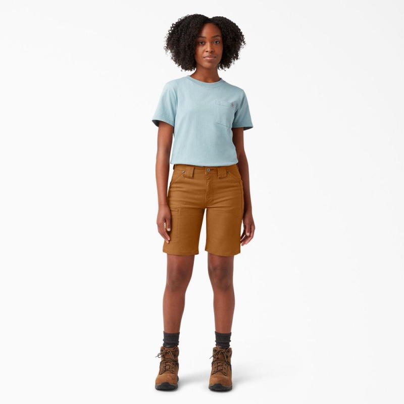 Women's Dickies FLEX DuraTech Straight Fit Shorts Brown | 195824KYC