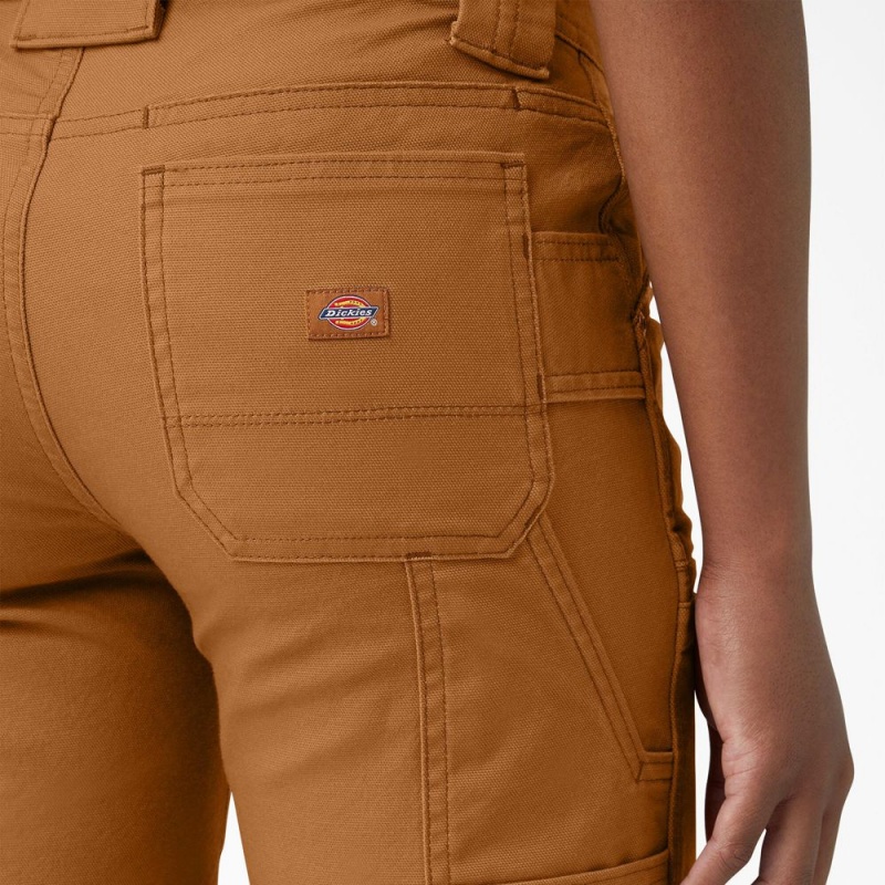 Women's Dickies FLEX DuraTech Straight Fit Shorts Brown | 195824KYC