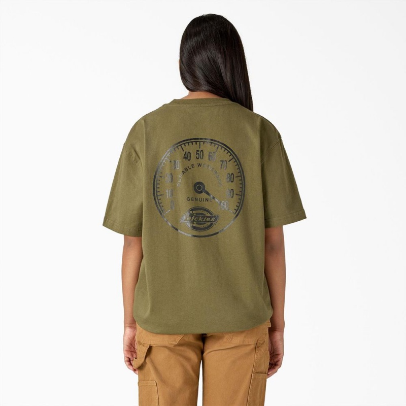 Women's Dickies Full Throttle Heavyweight T-Shirt Green | 372418MCU