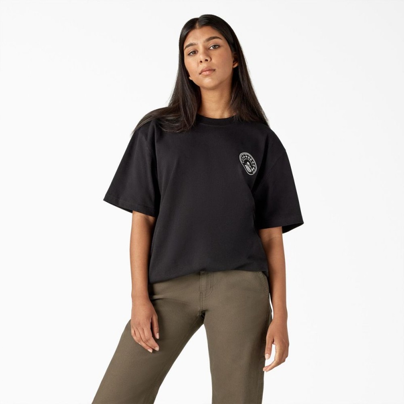 Women's Dickies Full Throttle Heavyweight T-Shirt Black | 328075TEL