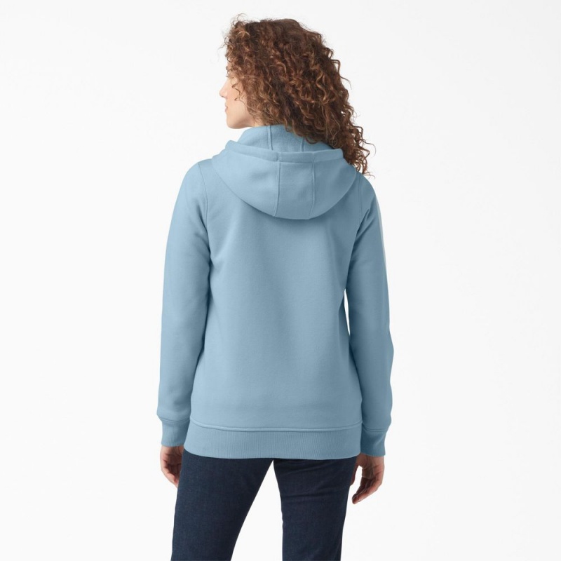 Women's Dickies Heavyweight Full-Zip Fleece Hoodie Blue | 452136WAK