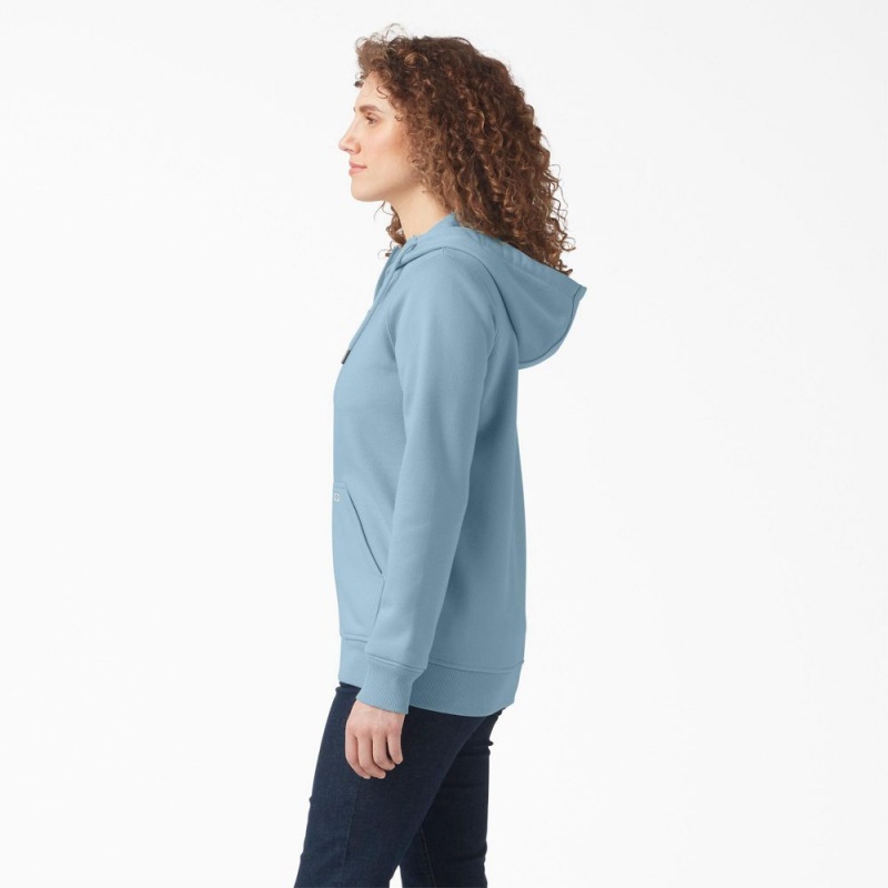 Women's Dickies Heavyweight Full-Zip Fleece Hoodie Blue | 452136WAK