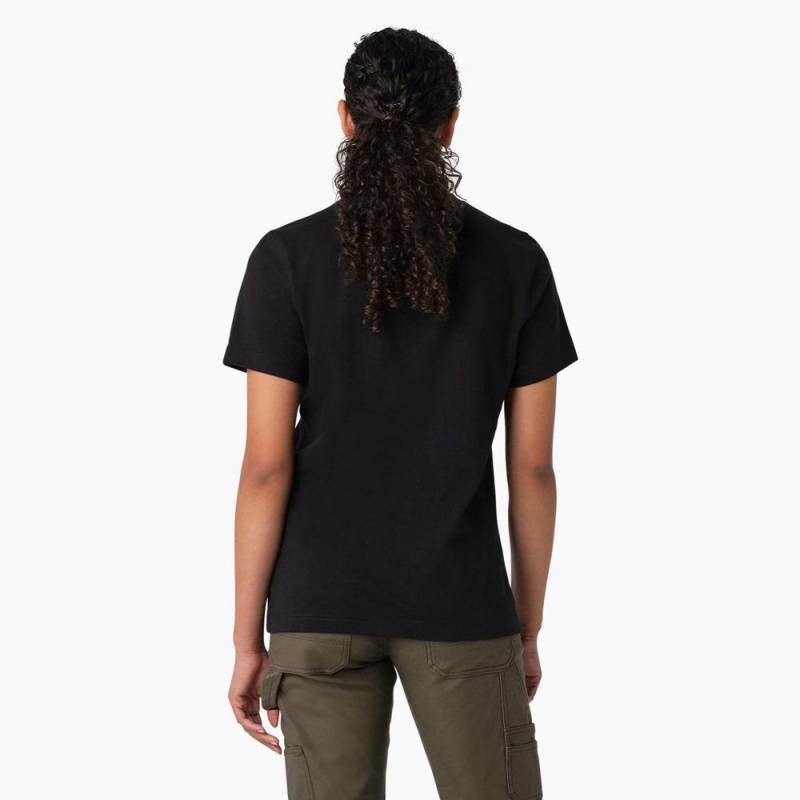 Women's Dickies Heavyweight Logo T-Shirt Black | 130568RXO