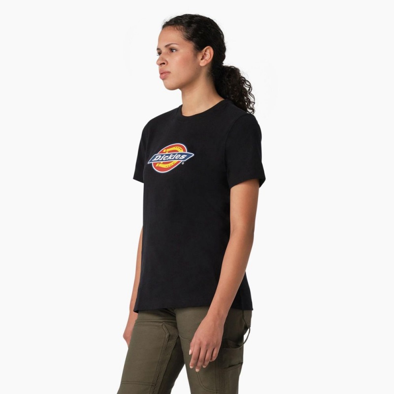 Women's Dickies Heavyweight Logo T-Shirt Black | 130568RXO