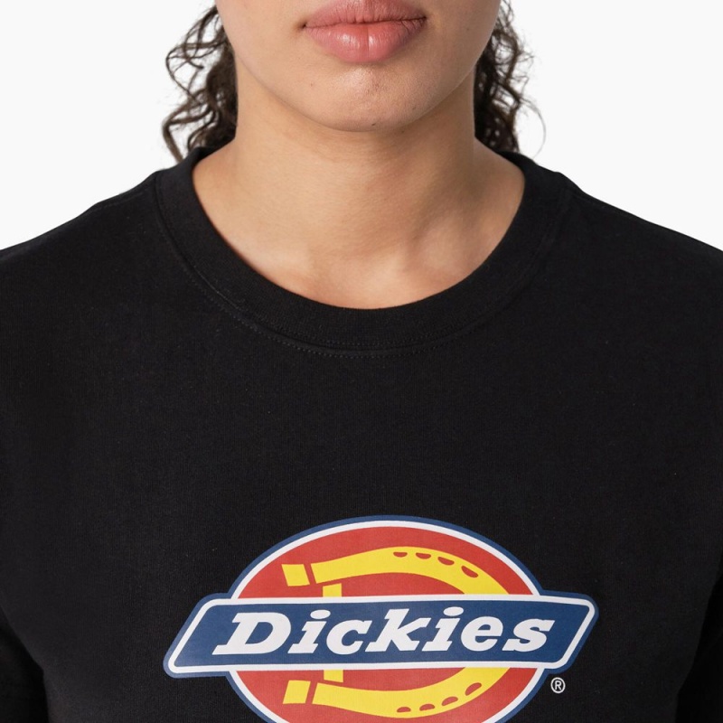 Women's Dickies Heavyweight Logo T-Shirt Black | 130568RXO