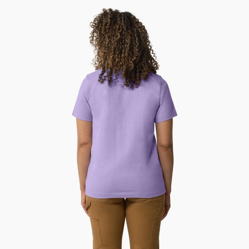 Women's Dickies Heavyweight Logo T-Shirt Purple | 198732UTR