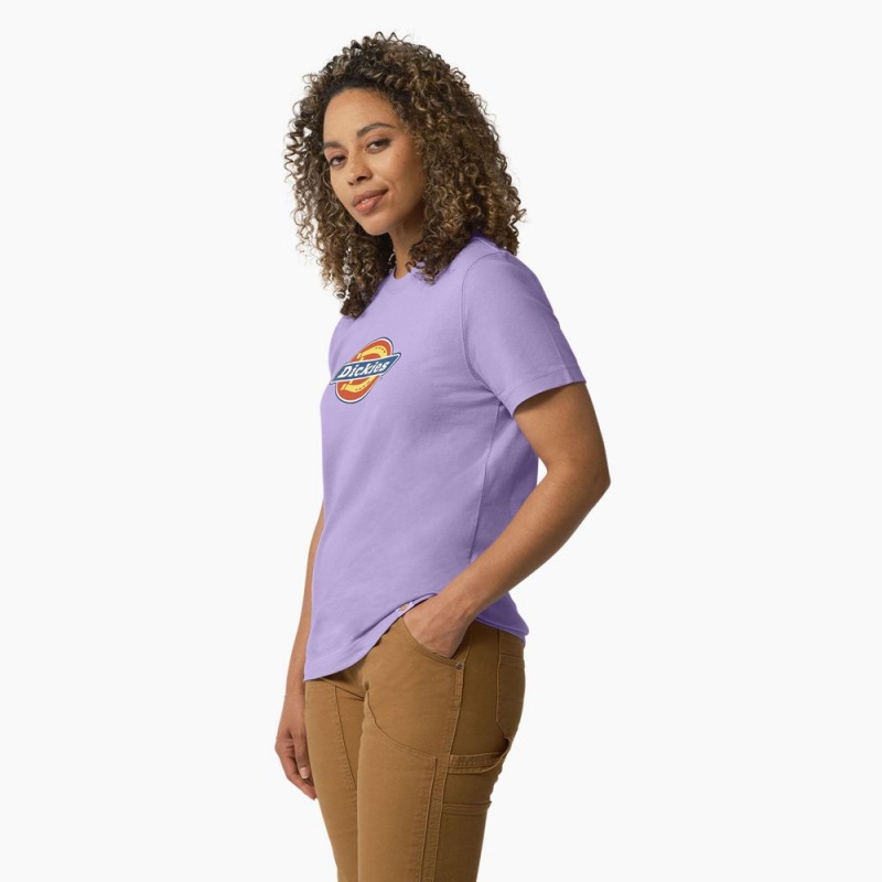 Women's Dickies Heavyweight Logo T-Shirt Purple | 198732UTR