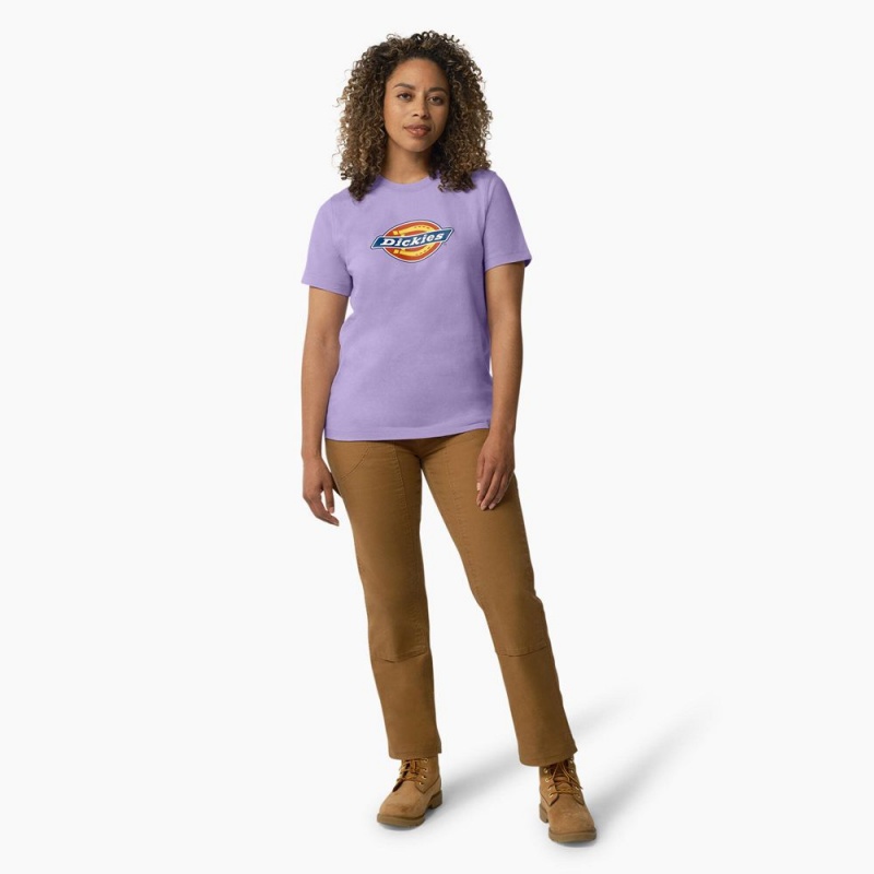 Women's Dickies Heavyweight Logo T-Shirt Purple | 198732UTR