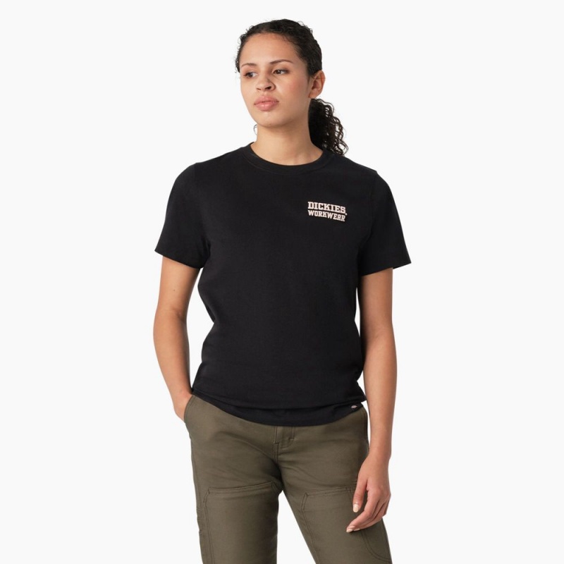 Women's Dickies Heavyweight Workwear Graphic T-Shirt Black | 648592CWK